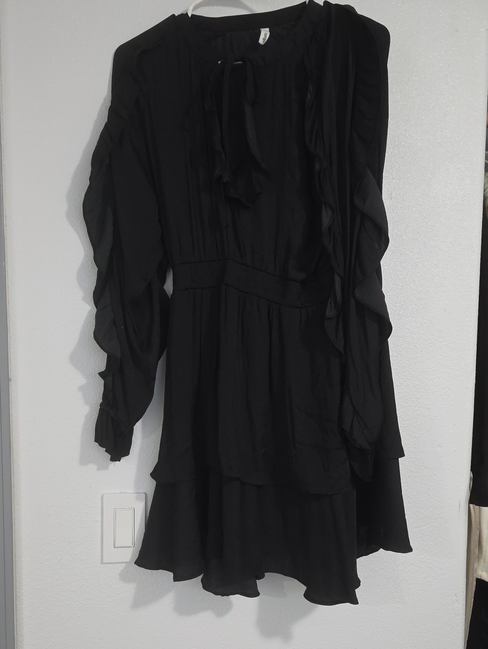 Black Ruffle Long Sleeve Dress